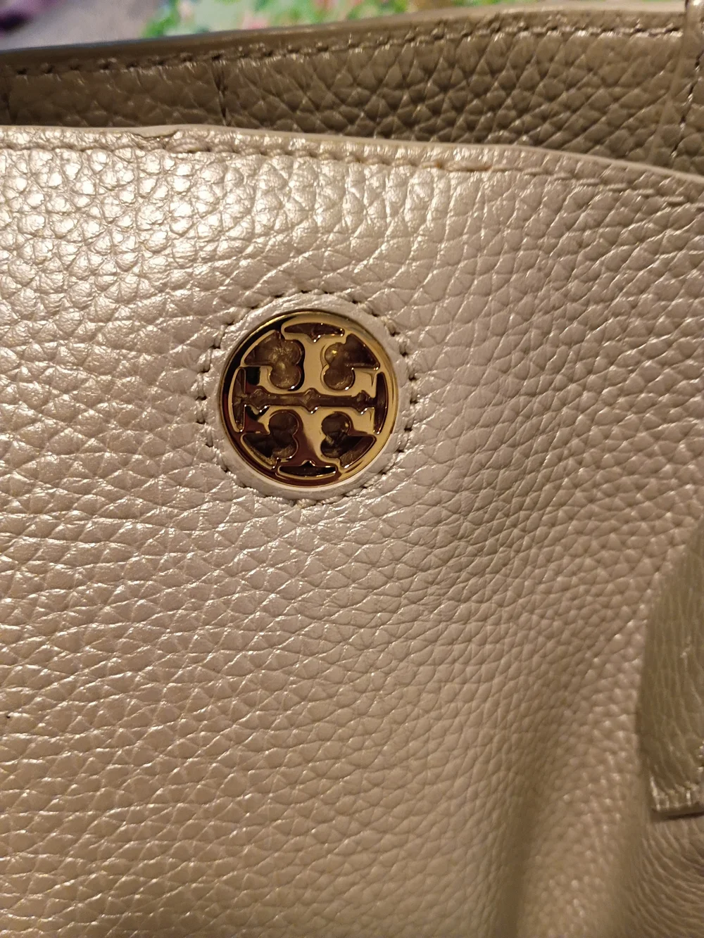 Tory Burch Metallic Silver Pebbled Leather Tote NWOT